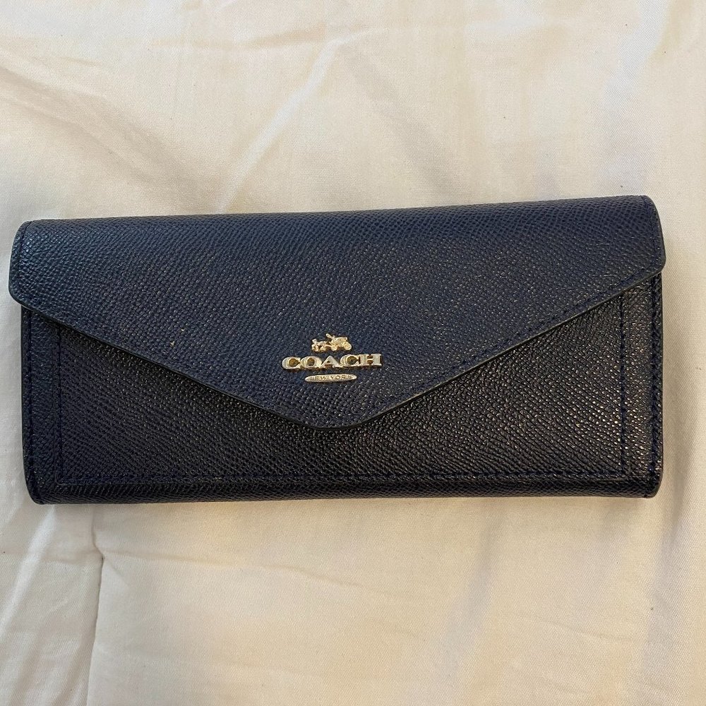Crossgrain Leather Soft Wallet Navy